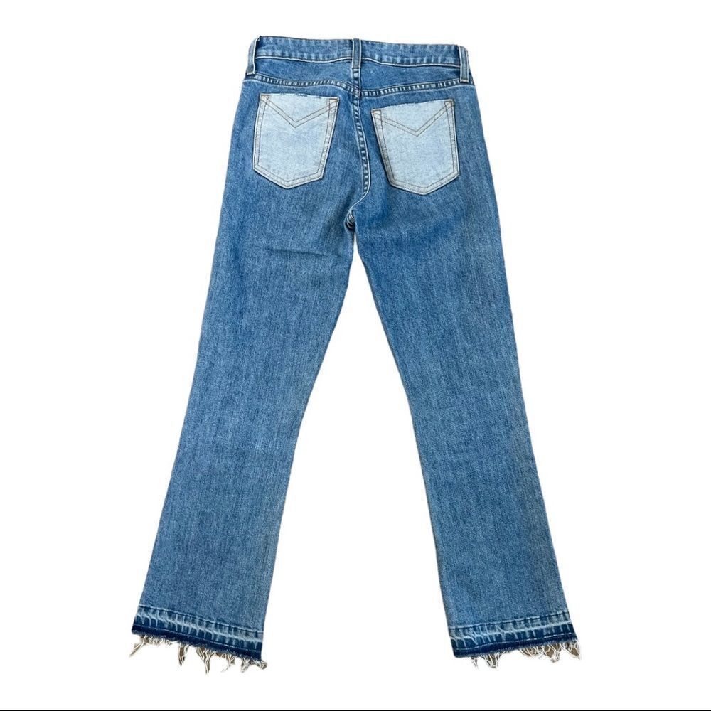 Derek Lam Crosby Women's Gia two-tone Faded Raw Hem Crop Flare Jean - Picture 4 of 9